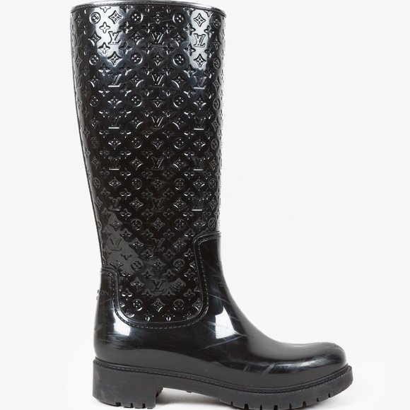 Louis Vuitton Black Monogram Splash High Rain Boots, Size 40 - Picture 1 of 10
